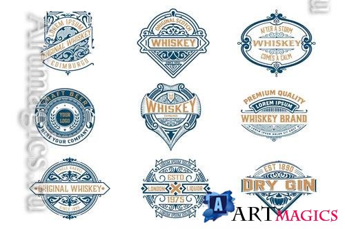 Set of 9 Vintage Logos and Badges 