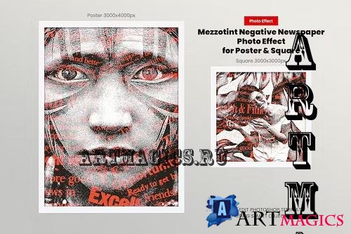 Mezzotint Negative Newspaper Photo Effect - 6TCBNTA
