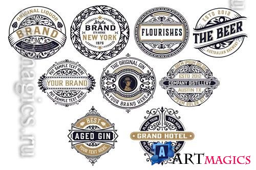 Set of 9 Vintage Logos and Badges vol 4