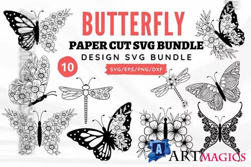 Flowers and butterflies bundle design elements