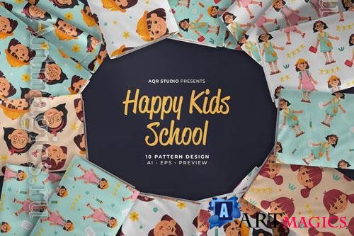 Happy Kids School - Seamless Pattern