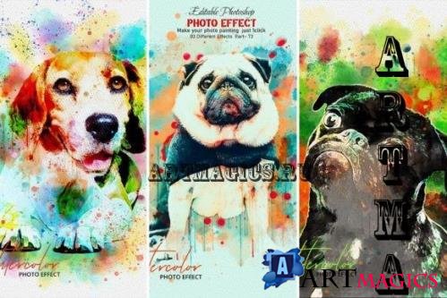 Puppy Pet Watercolor Painting Effect Part: 73