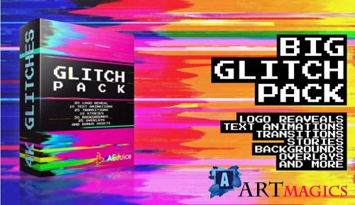 Aejuice – Glitch Pack - Animated glitch Instagram stories - for After Effects