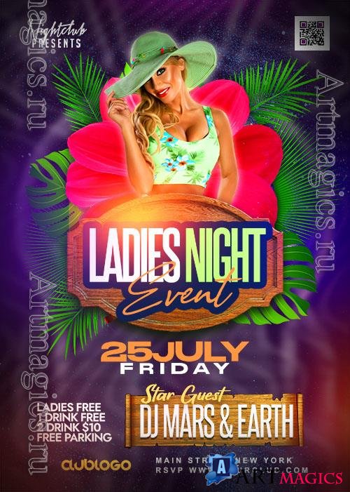 Ladies Night Party Flyer Design PSD Template