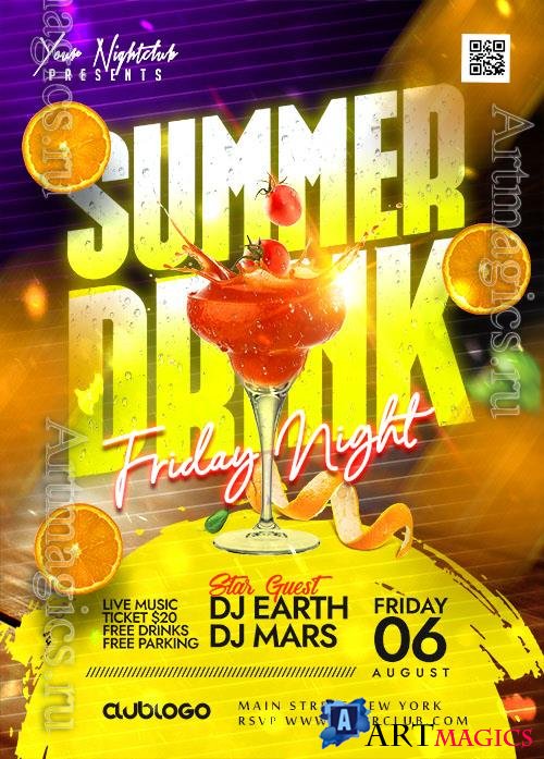 Summer Friday Party Flyer PSD Template