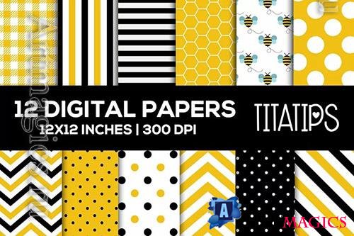 Bumble bee digital papers set