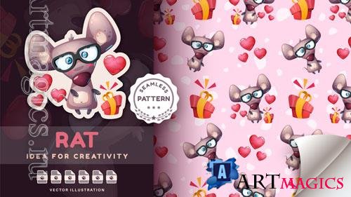 Vector seamless pattern cartoon character adorable mouse