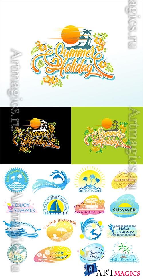 Vector colorful summer symbol icon and logo
