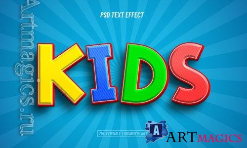 PSD kids editable text effect
