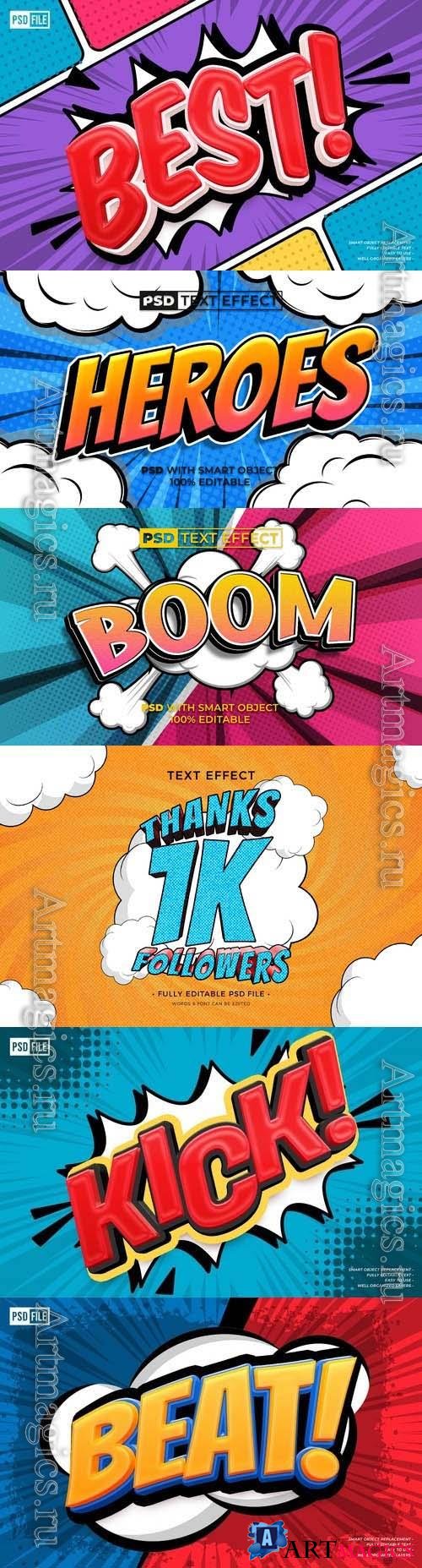 Comic text effect style editable psd text effect