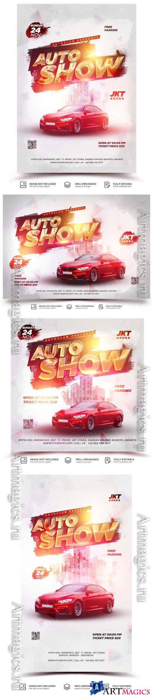 PSD modern ad car promotion banner flyer template