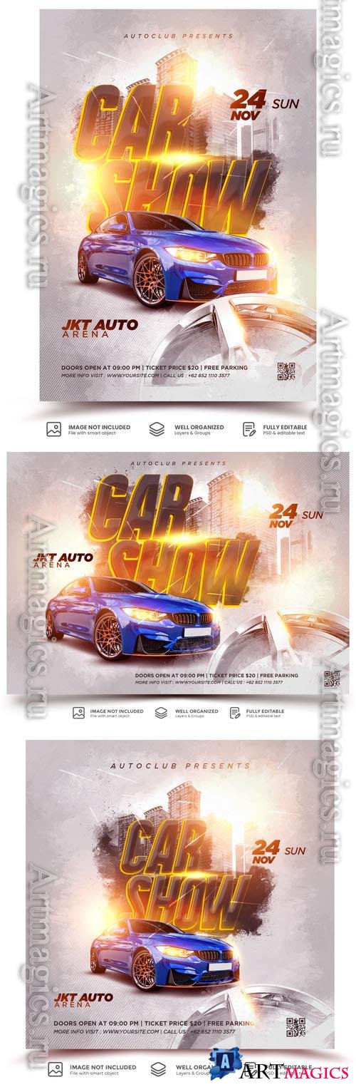 PSD ad car promotion poster flyer template