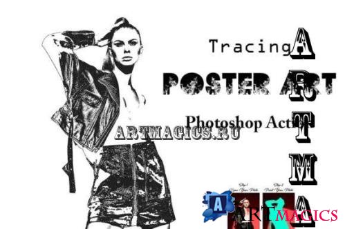 Tracing Poster Art Photoshop Action - 16534947