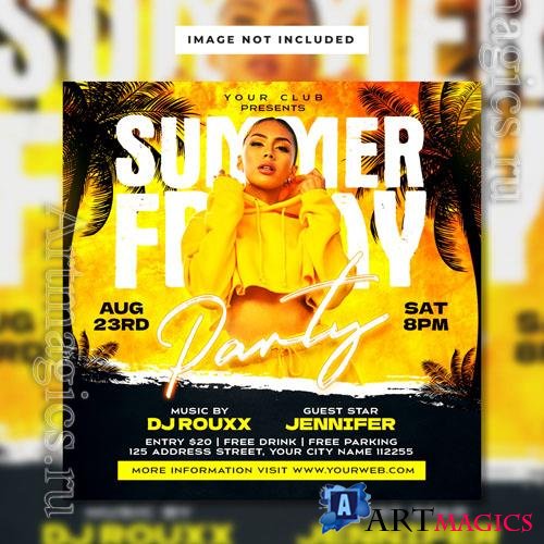 PSD summer friday party flyer instagram post template