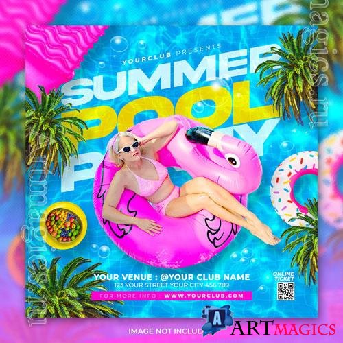 PSD club dj summer poll party flyer social media post and web banner template