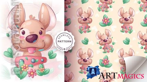 Vector seamless pattern cartoon character adorable dogs