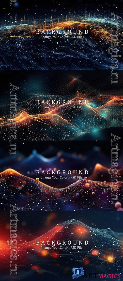 PSD abstract lines and dots connect background