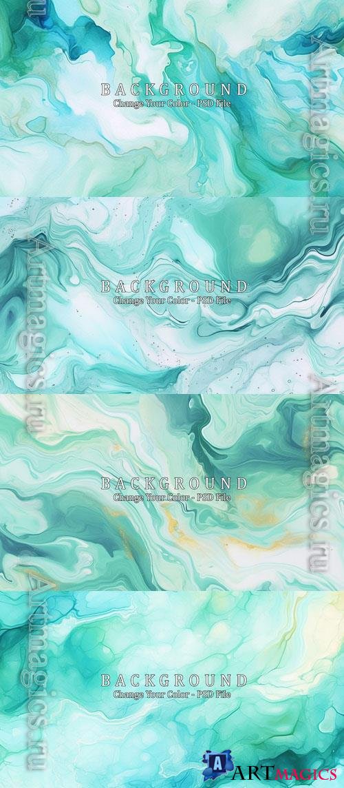 PSD pastel cyan mint liquid marble watercolor