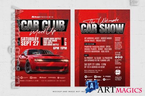 Red car club flyer template in psd