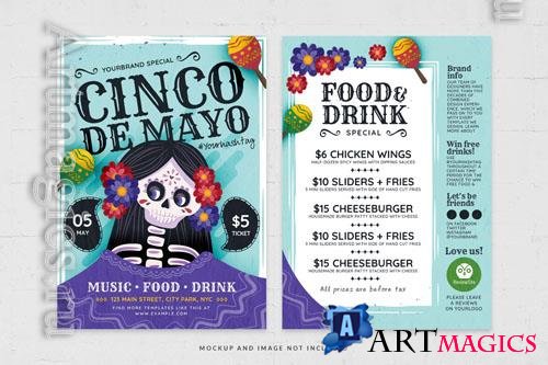 Cinco de mayo fiesta blue and purple theme flyer template in psd