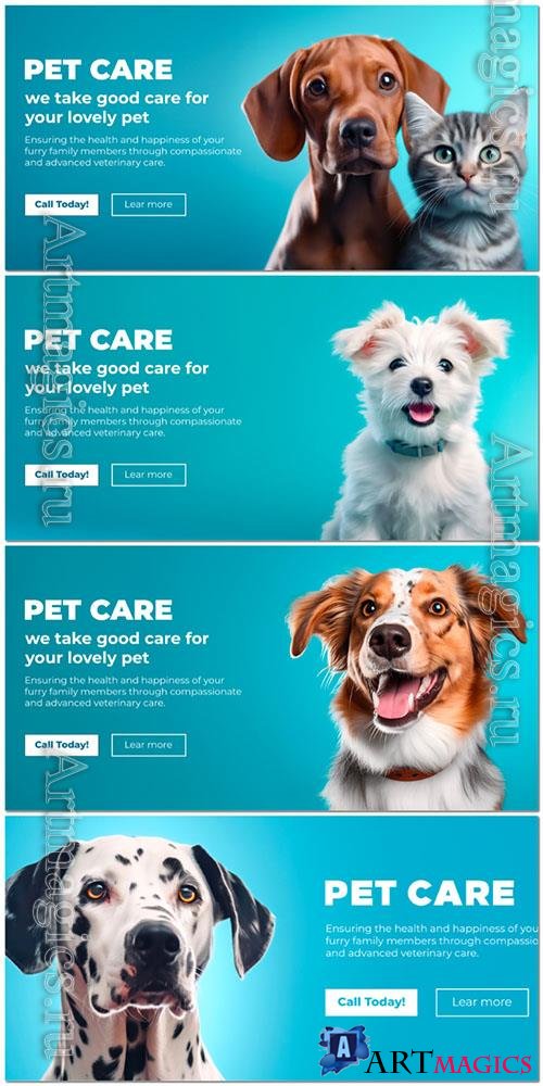 Psd veterinarian banner for pet website