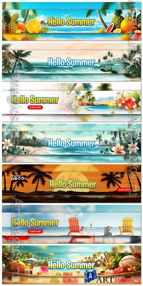 Hello summer psd banner template
