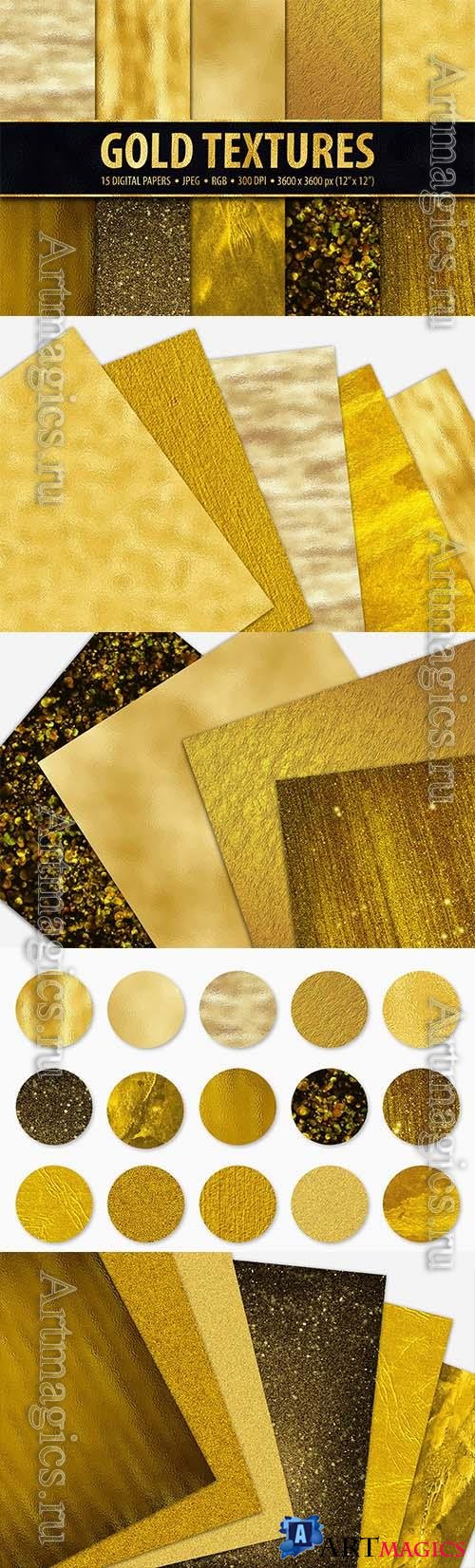 Gold Foil and Glitter Textures - Metallic Digital Papers