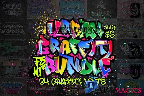 Urban Graffiti Font Bundles - 34 Premium Fonts