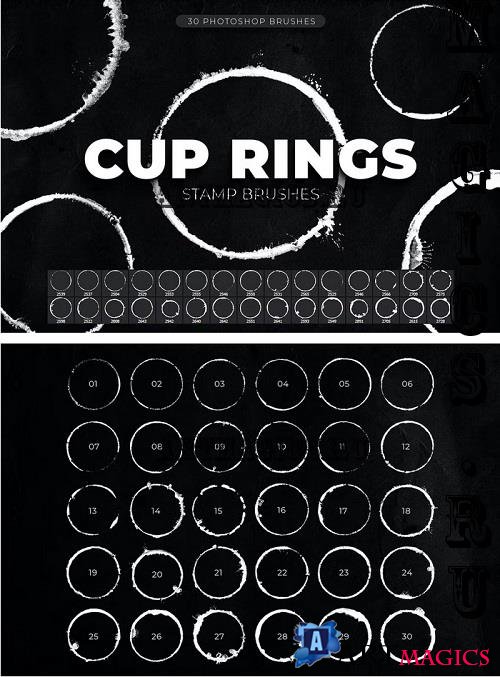30 Coffee Cup Rings Photoshop Brushes - BXB42UV