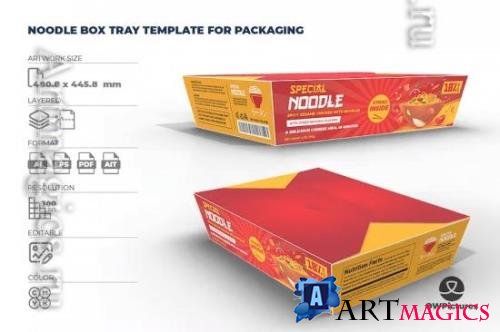 Noodle Box Tray Template for Packaging