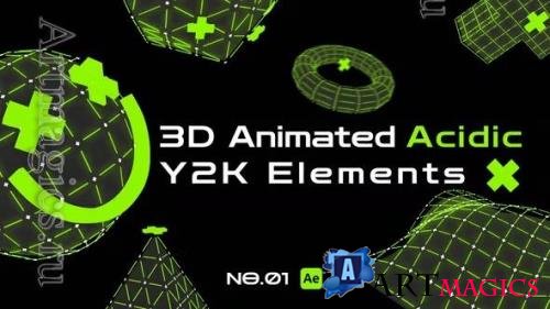 Videohive - 3D Animated Acidic Y2K Elements 45874879