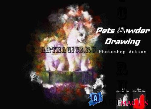 Pets Powder Drawing Photoshop Action - 25417784
