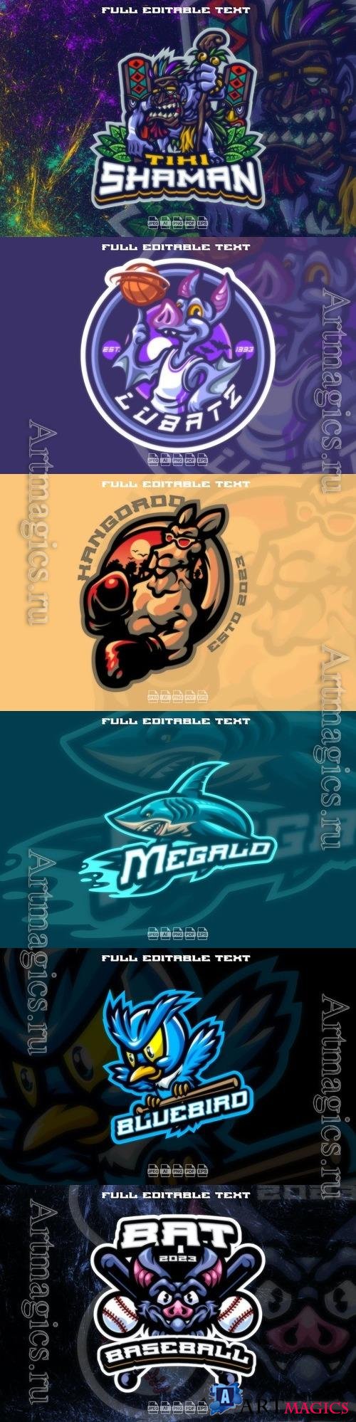 Mascot vector cartoon logo set design