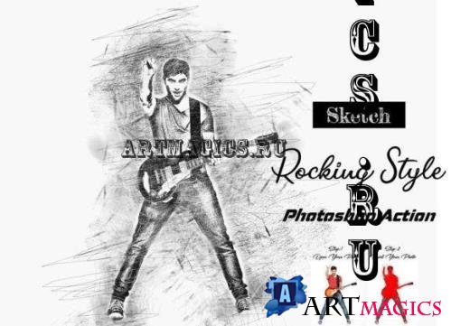 Sketch Rocking Style PS Action - 25429655