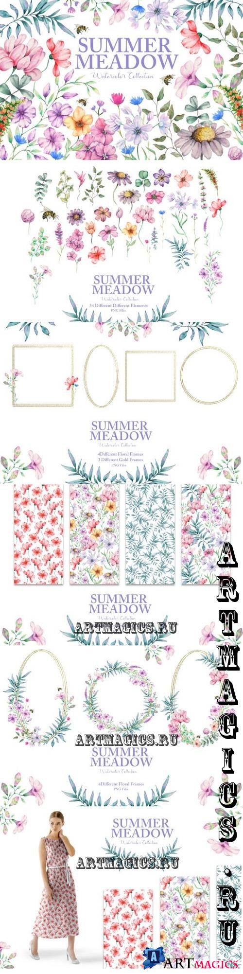 Summer Meadow Watercolor Collection - 25422880