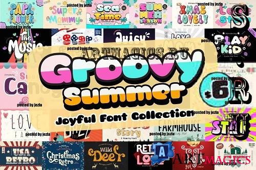 Groovy Summer Font Bundle - 25 Premium Fonts