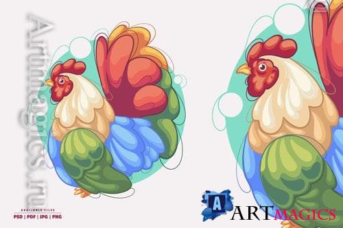 Rooster Color Illustration