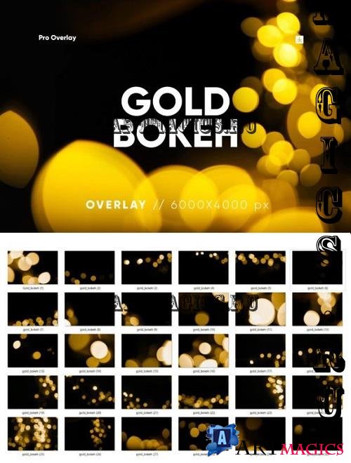 30 Gold Bokeh Overlay HQ - 26069808
