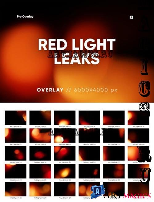 30 Red Light Leaks Overlay HQ - 26070654