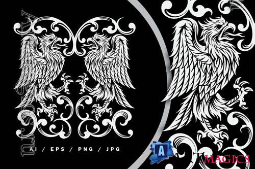 Heraldic Vintage Bird Logo Emblem Illustration
