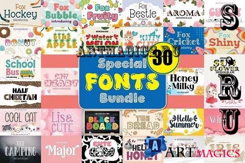 Special Fonts Bundle - 30 Premium Fonts and Graphics