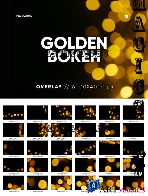 30 Golden Bokeh Overlay HQ - 26069719