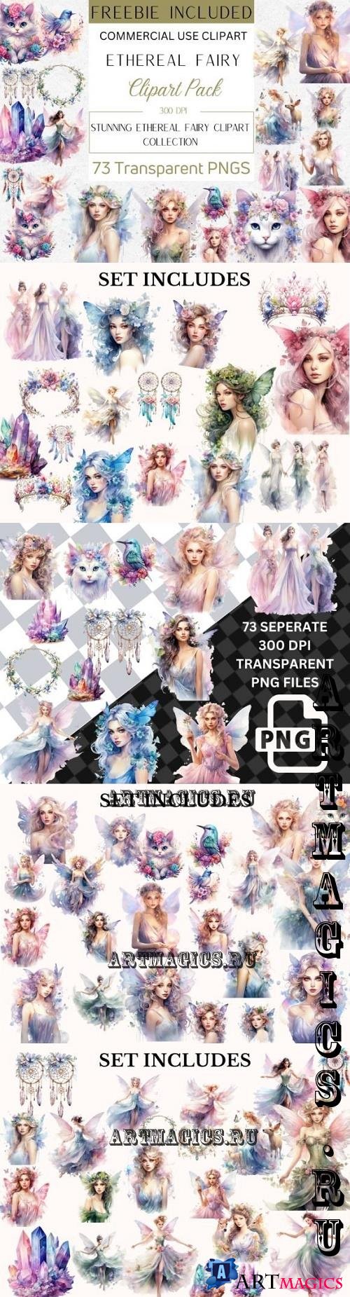 73x Ethereal Fairy Clipart Bundle PNG