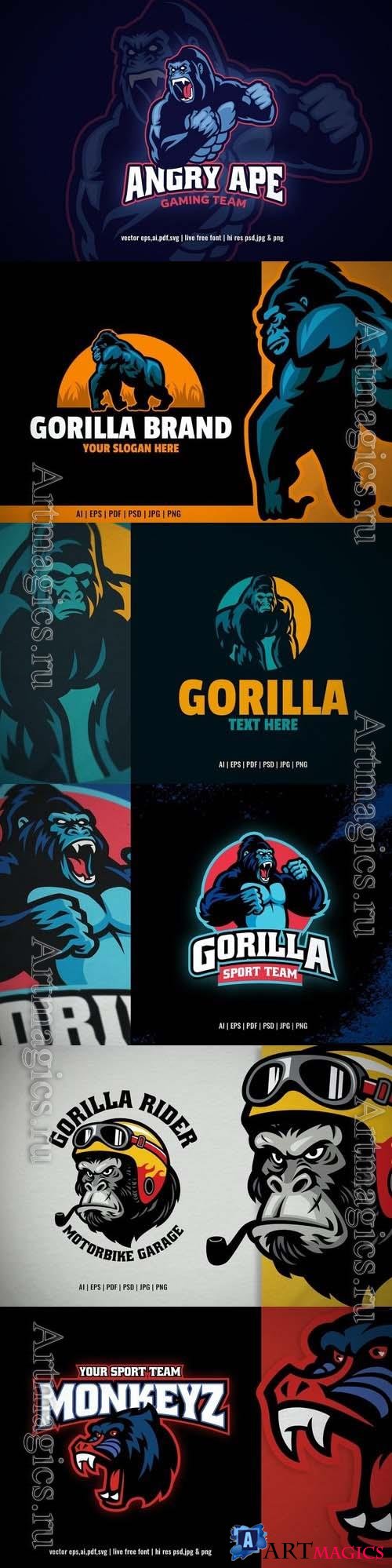 Angry Gorilla Sport and Esport Mascot Logo