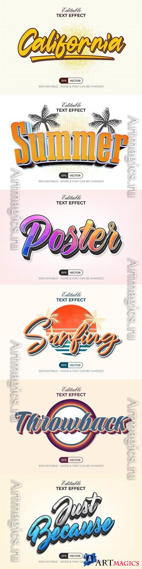 Vector 3d text editable, text effect font vol 200