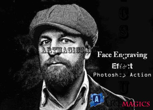 Face Engraving Effect PS Action - 27121289