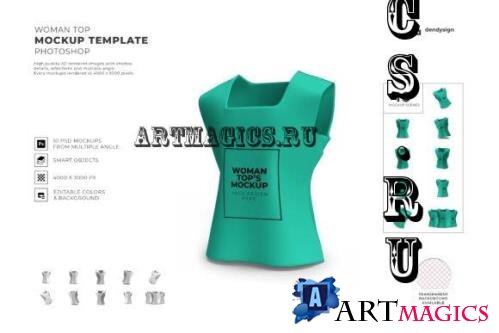 Woman Top Mockup Template Set - 2680682