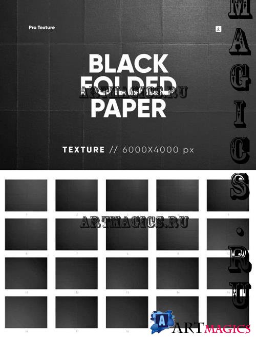 20 Black Folded Paper Textures HQ - 31378205