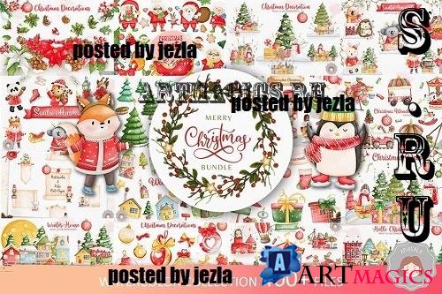 Merry Christmas Clipart Bundle -  20 Premium Graphics