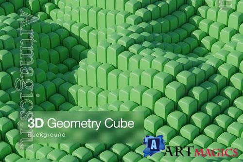 3D Geometry Waves Cube Background
